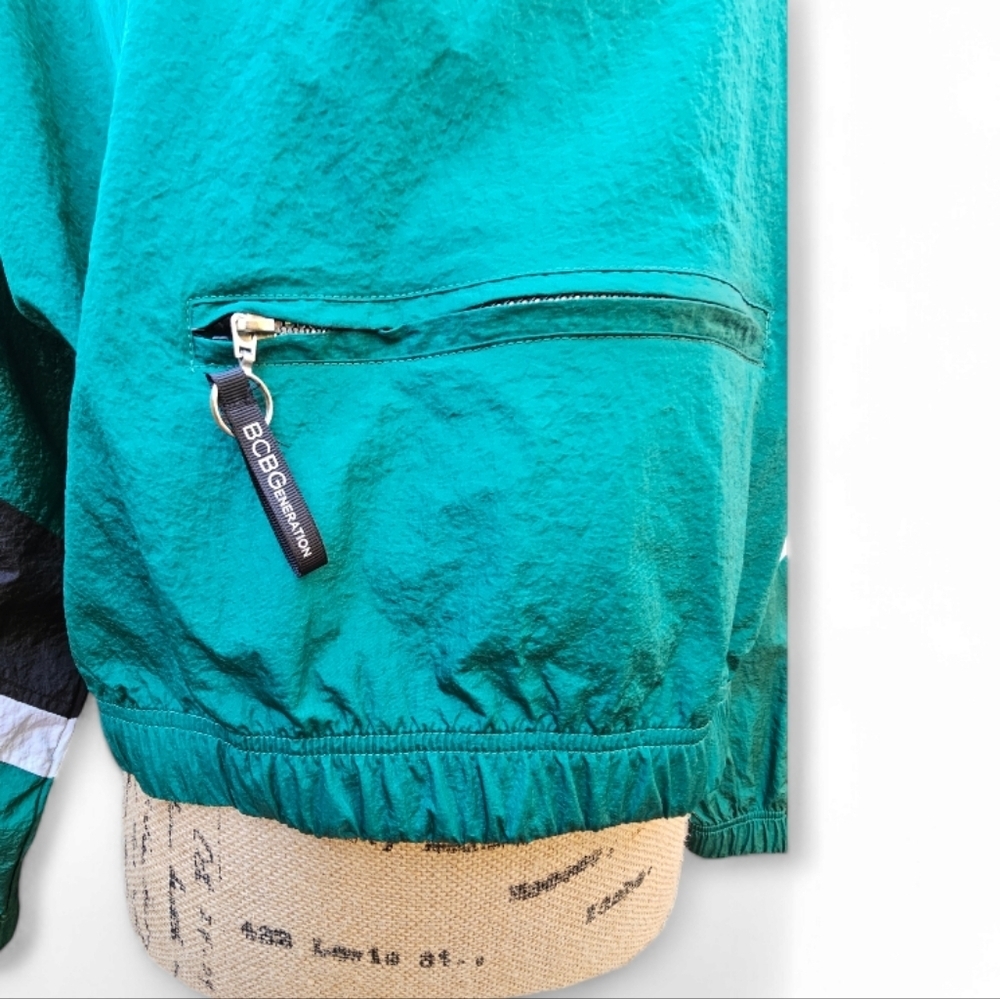 BCBGeneration  Teal/Green Track Pullover Windbreaker, Size M - Picture 7 of 8